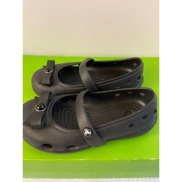 Crocs Mary Janes flats bows black size 9 - Picture 1 of 3